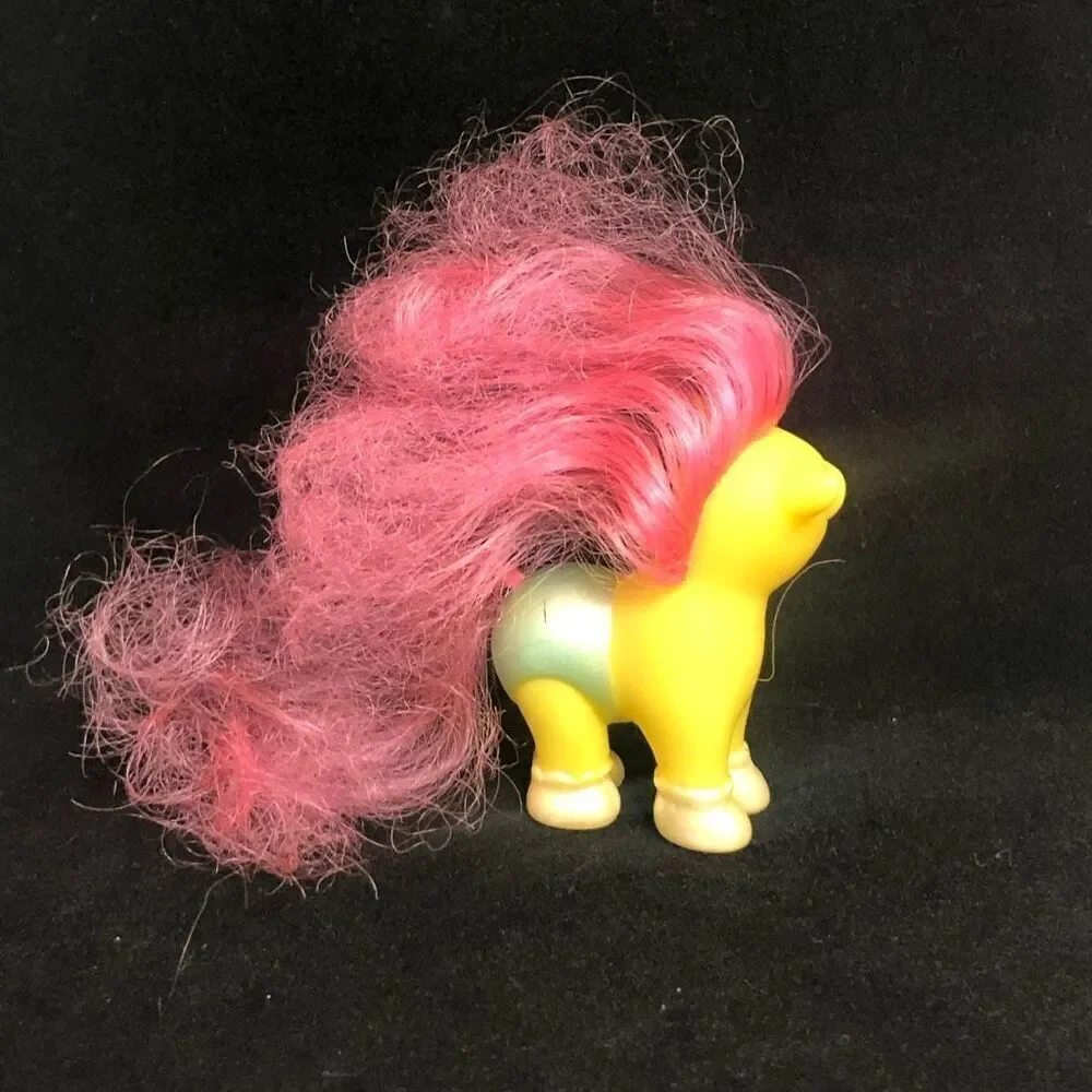 action figure yellow body pink hair horse pony figure toy cake topper‎ kidcore